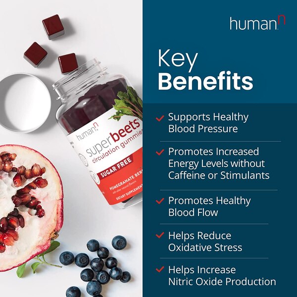 HumanN SuperBeets Circulation Gummies Pomegranate Berry Flavor, 60 CT