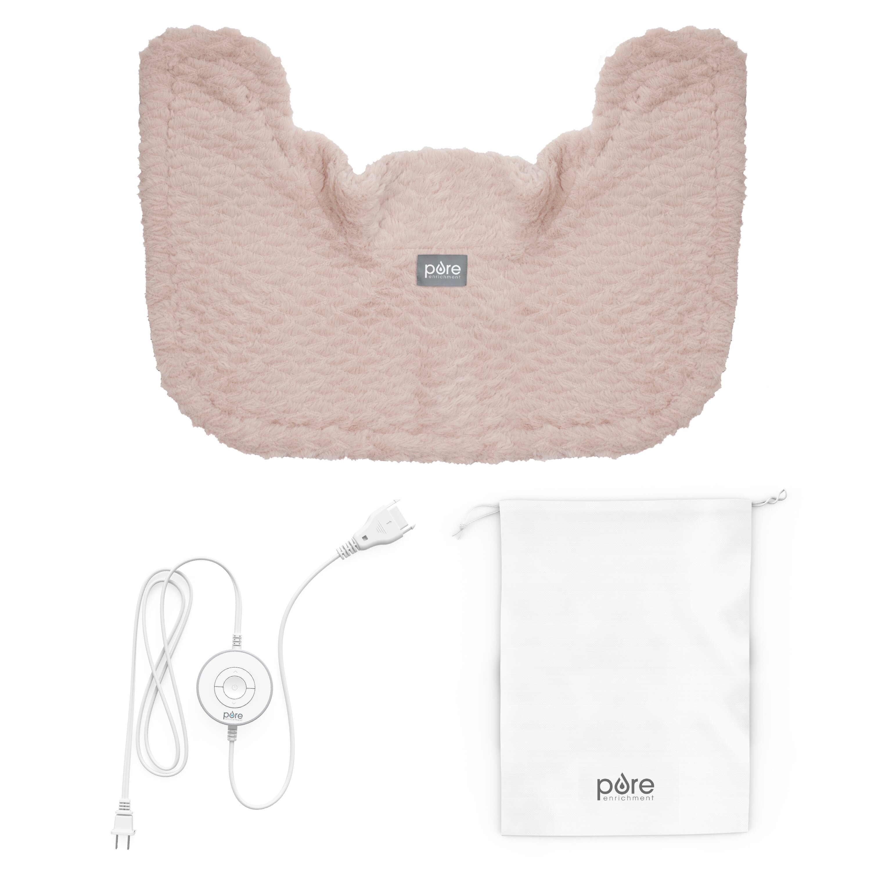 Pure Enrichment PureRadiance Neck & Shoulder Luxury Heating Pad, 16" x 22", Rose Quartz image.