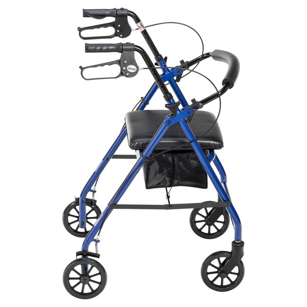 Drive Medical Walker Rollator with 6"" Wheels Fold Up Removable Back Support and Padded Seat