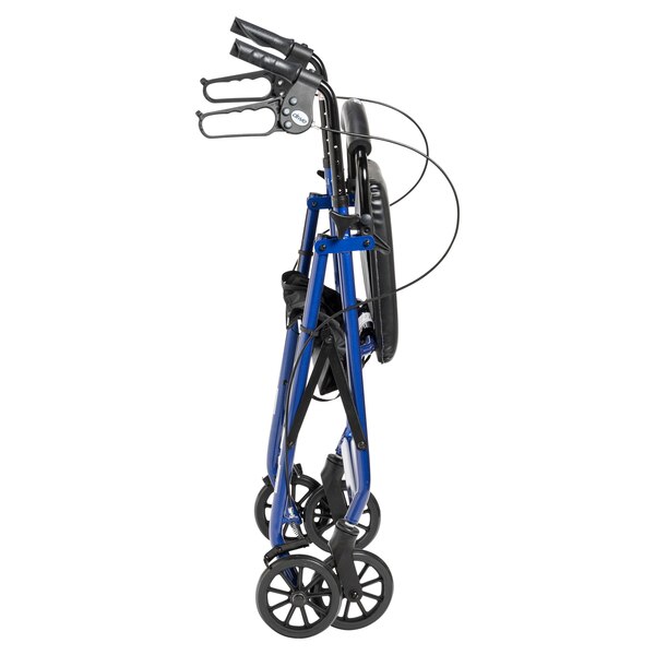 Drive Medical Walker Rollator with 6"" Wheels Fold Up Removable Back Support and Padded Seat