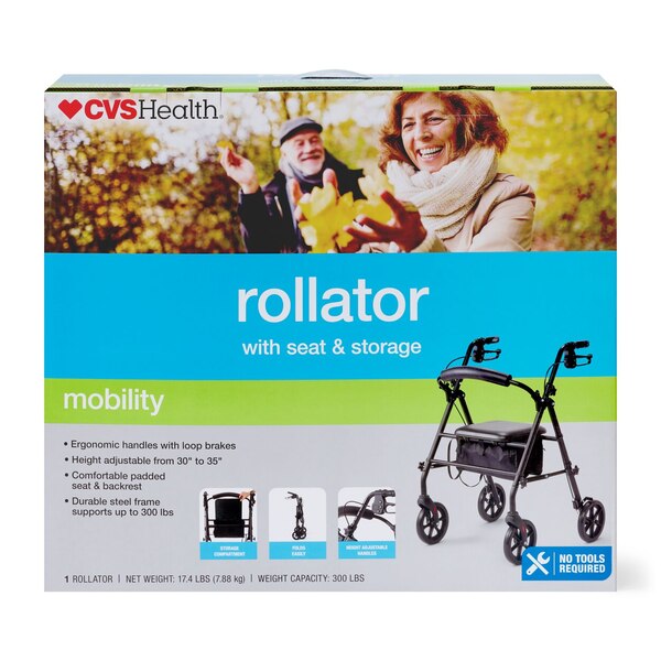 CVS Health Rollator Wheels, Black, 7.5"