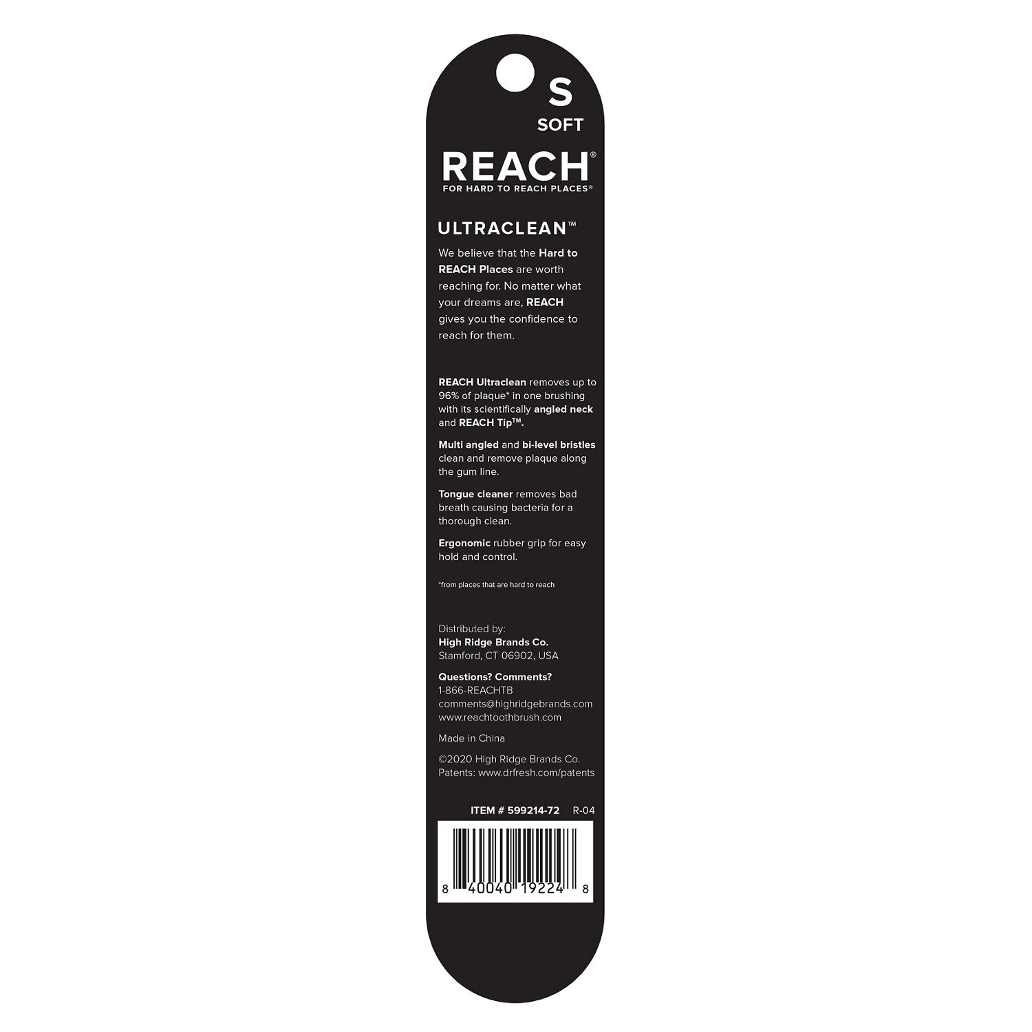 REACH Ultra Clean Soft Toothbrush with Cap, 1 CT image.