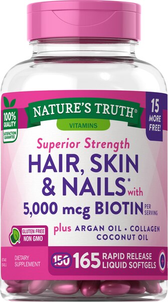 Nature's Truth Hair, Skin & Nails with Biotin Softgels, 5,000 mcg, 165 CT