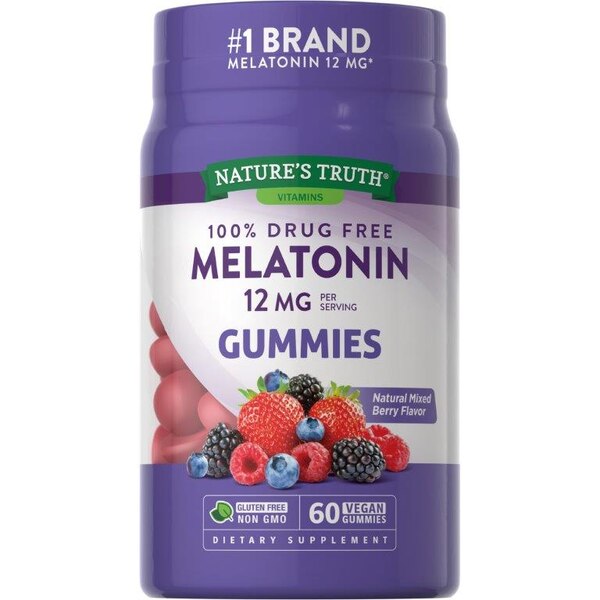 Nature's Truth 100% Drug Free Melatonin 12mg Gummies, 60 CT