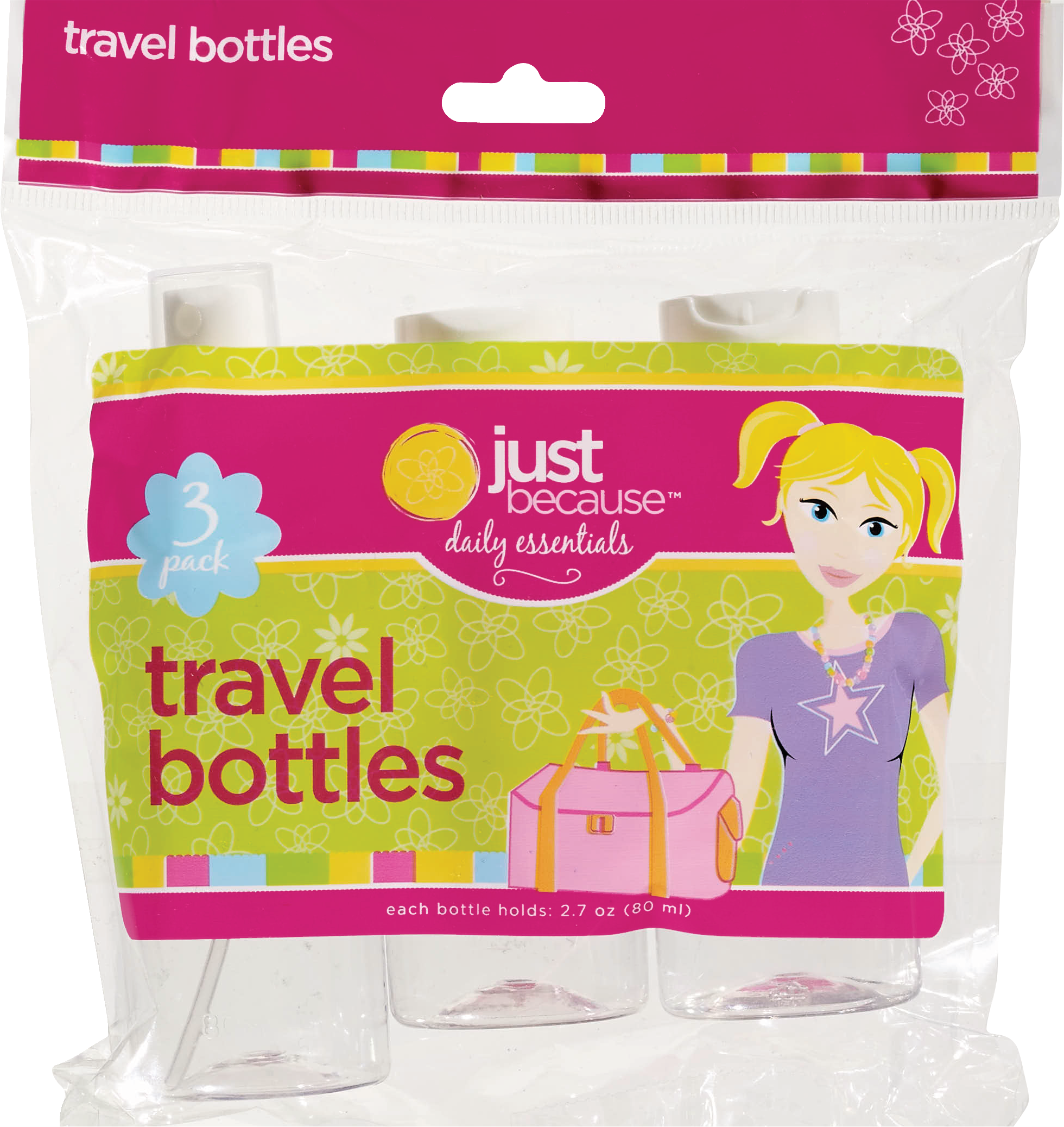 Just Because Daily Essentials Travel Bottles, 3 CT