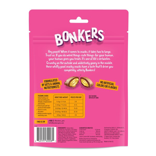 BONKERS Crunchy and Soft Dog Treats, Chicken Chomps Flavor, 5.2 OZ