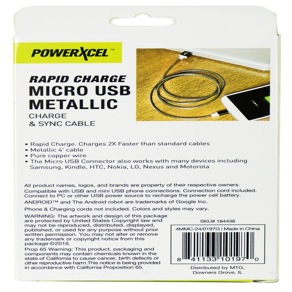 PowerXcel 4FT Micro 2A Cable
