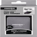 Rapid Charge 4 USB Wall Charger, Silver, thumbnail image 1 of 1