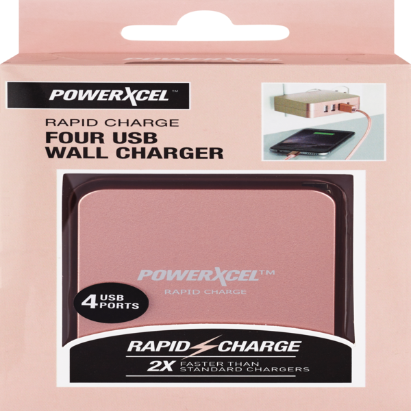 Rapid Charge 4 USB Wall Charger, Rose Gold