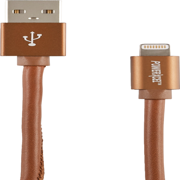 PowerXcel Lightning Leather Cable - Saddle Color