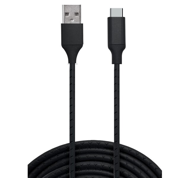 PowerXcel USB-A to Type C Ultra Durable Charge and Sync Cable, Black
