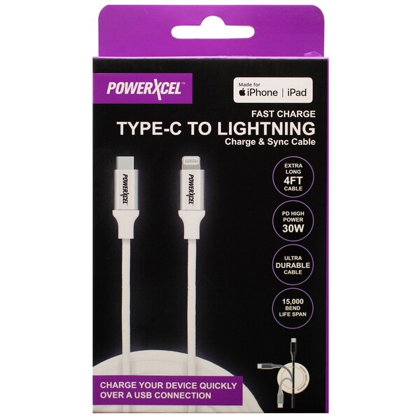 PowerXcel Type C to Lightning Ultra Durable Charge and Sync Cable