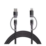 PowerXcel 4 In 1 Charge and Sync Cable with Kevlar Shielding- USB A, Type C to Type C, Lightning , Black, thumbnail image 4 of 4