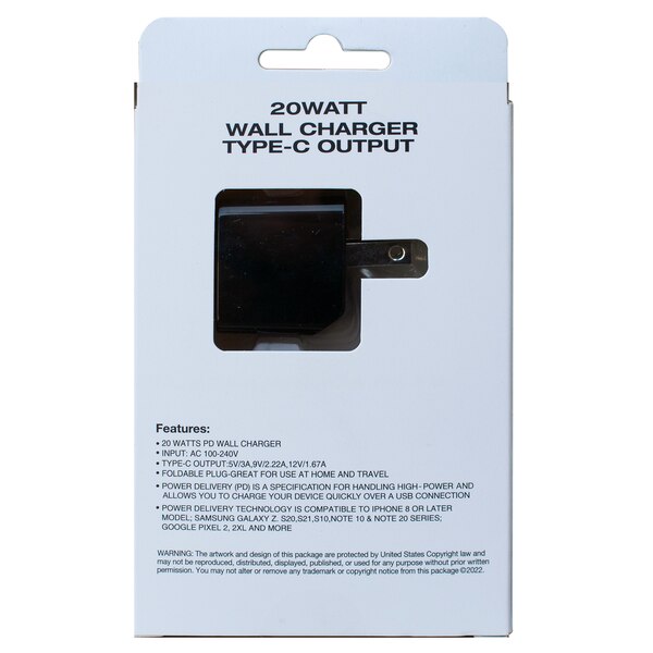 PowerXcel 20 Watt Wall Charger Type-C Output