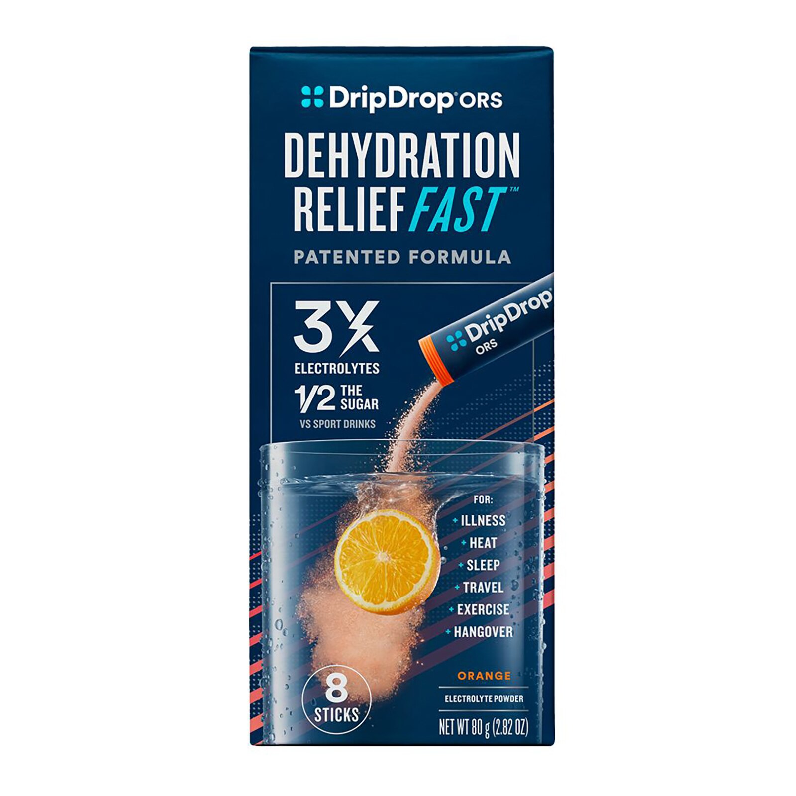 DripDrop ORS Ele CTrolyte Hydration Powder, 10g Sticks, 8 CT image.