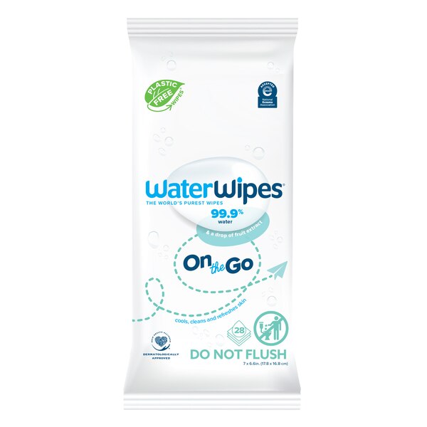 WaterWipes Plastic-Free Original Baby Wipes, 99.9% Water Based, Unscented, Sensitive Skin, 28 Count