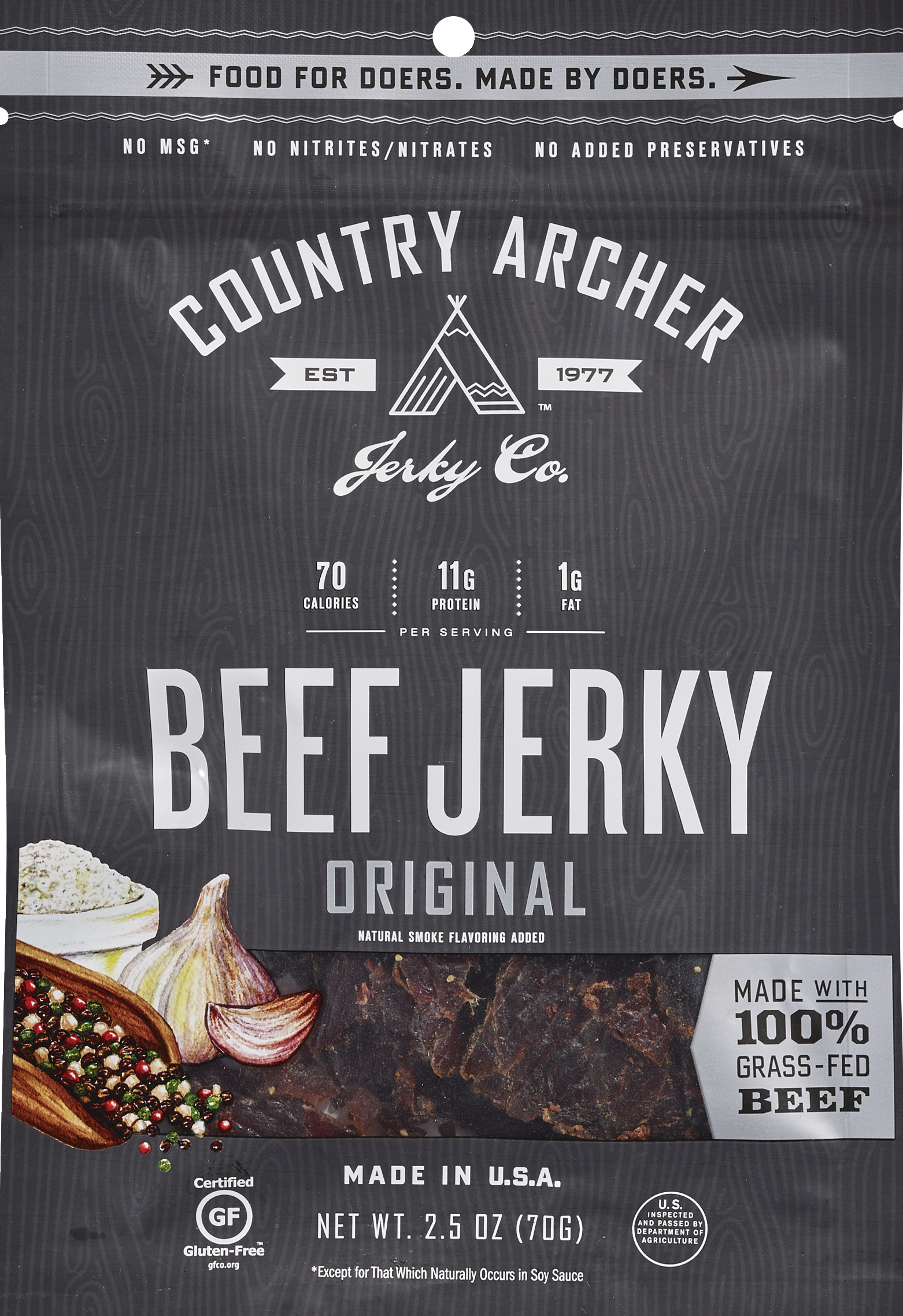 Country Archer Grass-Fed Beef Jerky, Original, 2.5 oz