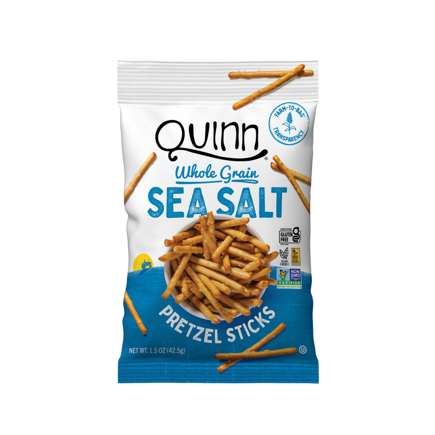 Quinn Classic Whole Grain Sea Salt Pretzel Sticks, 1.5 oz image.