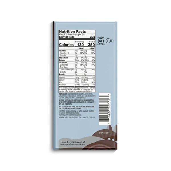 Lily's Salted Almond Stevia Extra Dark Chocolate Bar, 2.8 oz