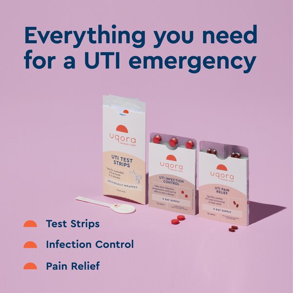 Uqora UTI Emergency Kit, UTI Pain Relief, UTI Infection Control, UTI Test Strips