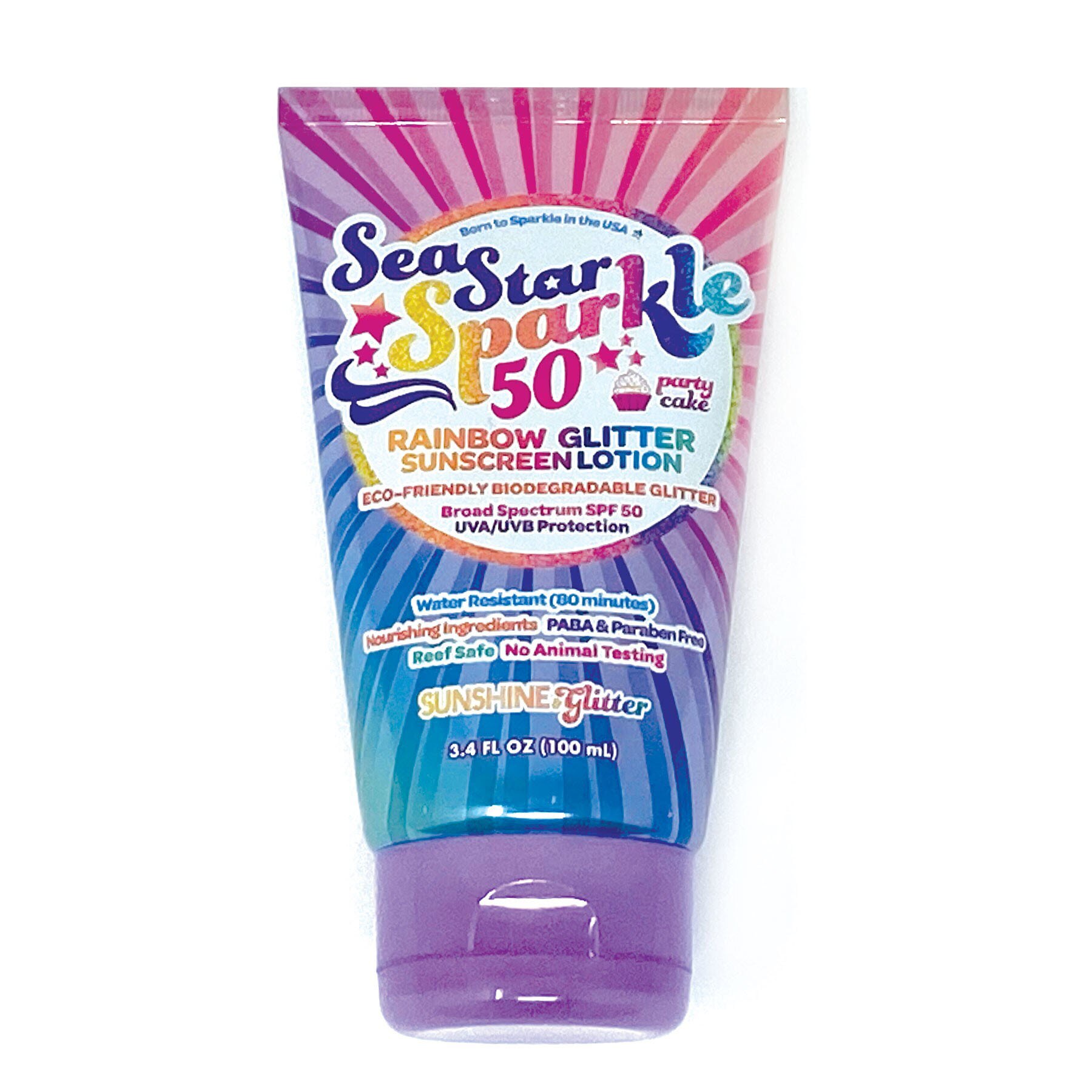 Sunshine & Glitter SPF 50 Biodegradable Glitter Sunscreen, 3.4 OZ image.