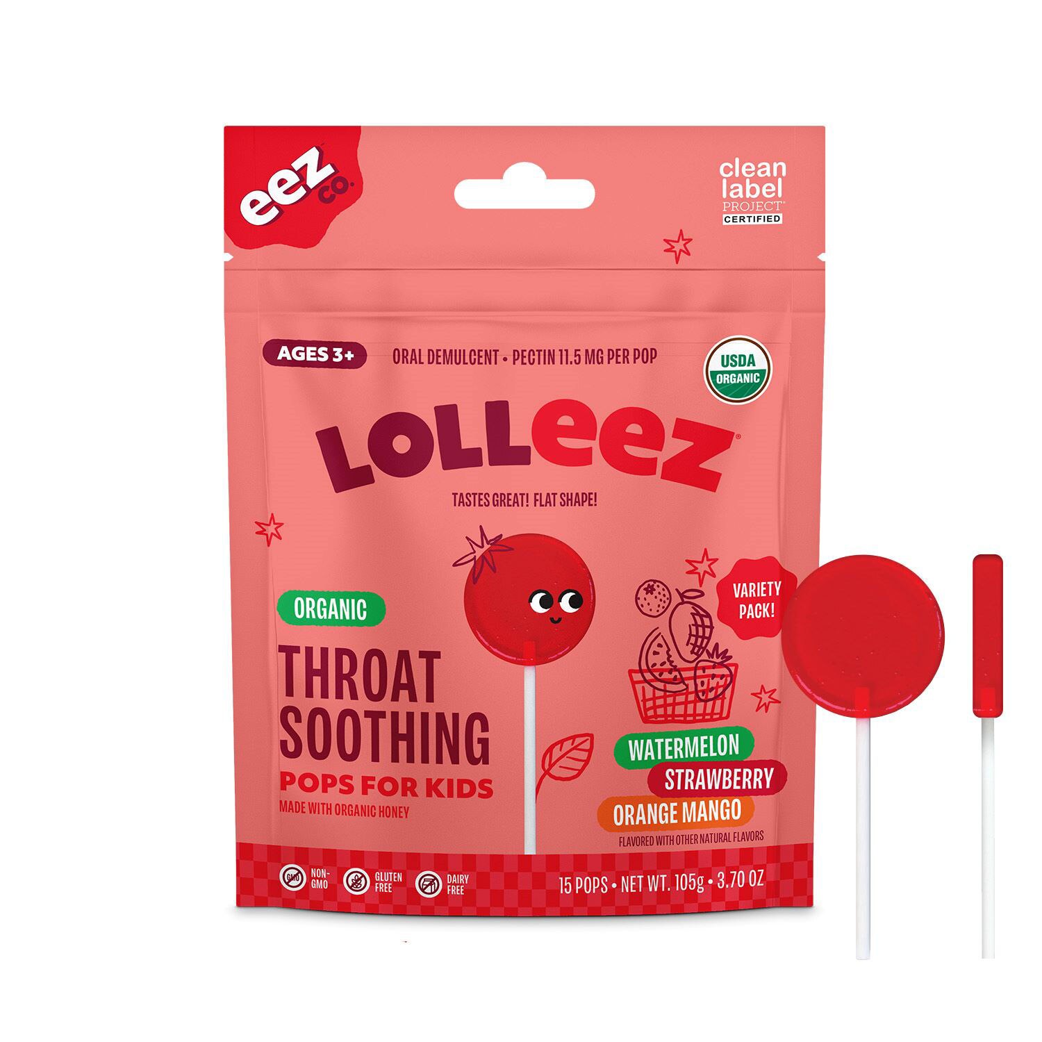 Lolleez Organic Throat Soothing Pops image.