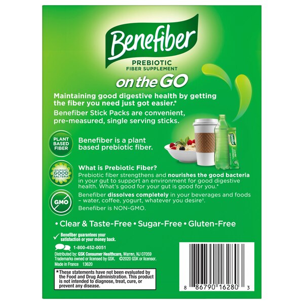 Benefiber Prebiotic Fiber Supplement Powder Stick Packs, Unflavored