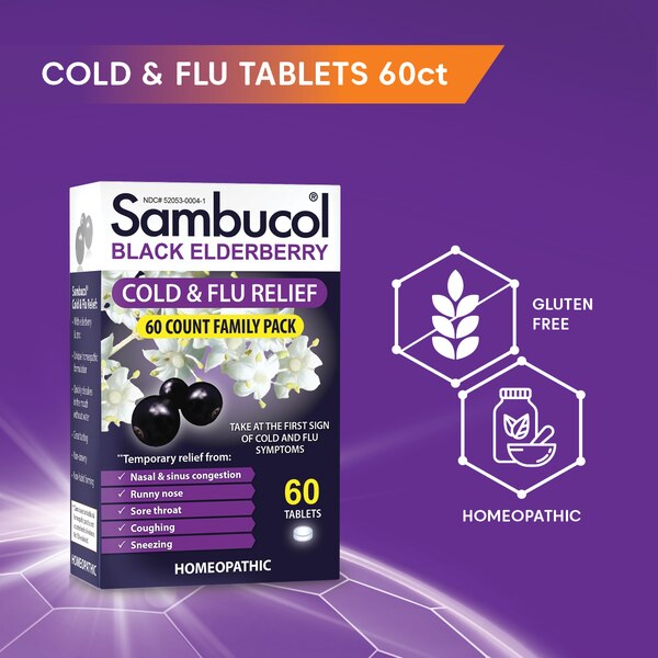 Sambucol Black Elderberry Cold & Flu Relief Quick Dissolve Tablets, 60 CT