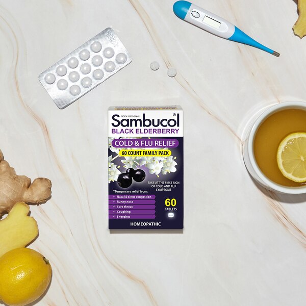 Sambucol Black Elderberry Cold & Flu Relief Quick Dissolve Tablets, 60 CT