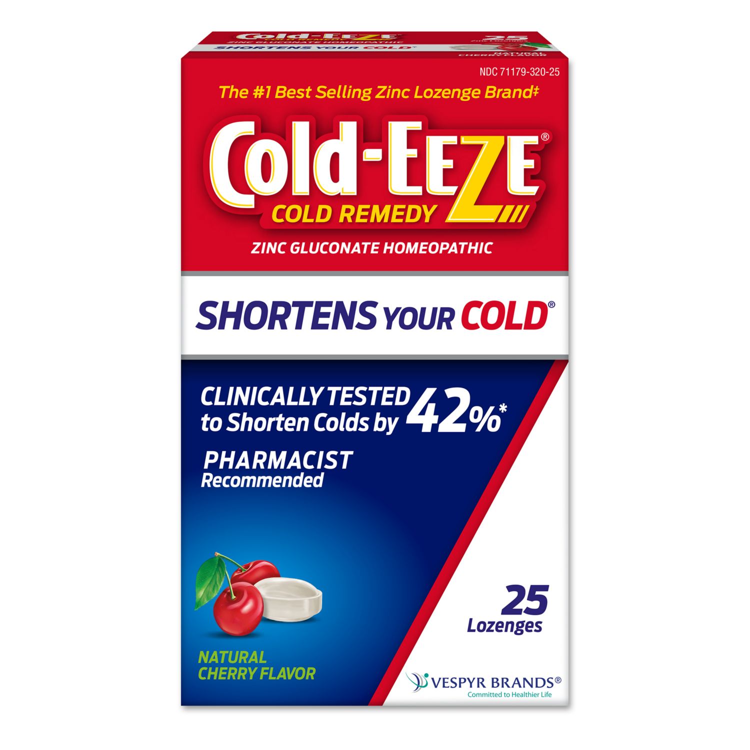 Cold-EEZE Homeopathic Zinc Lozenges, Natural Cherry, 25 CT image.