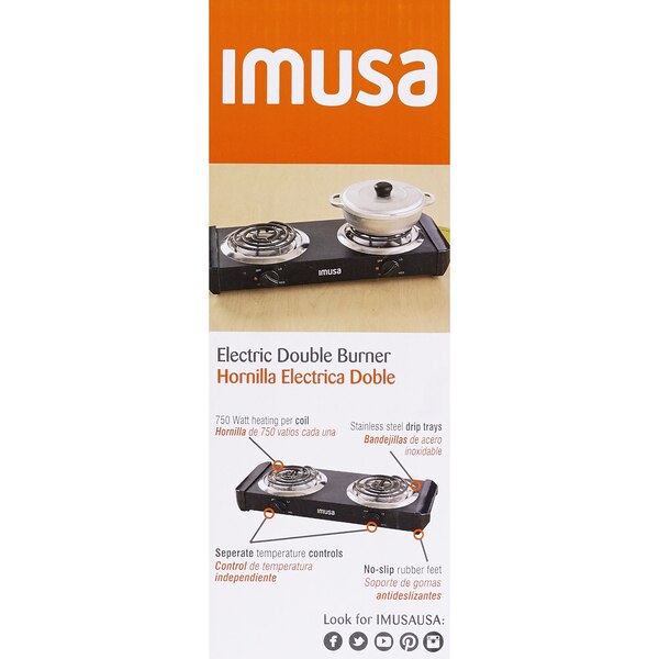 IMUSA Electric Double Burner, Adjustable Knob