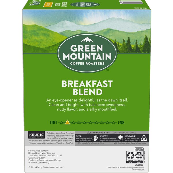 Green Mountain Coffee Roasters Light Roast Breakfast Blend Keurig K-Cup Pods, 24 CT