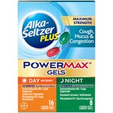 Alka-Seltzer Plus Maxiumum Strength Cough, Mucus & Congestion, Day+Night,  PowerMax Liquid Gels, 24ct, thumbnail image 1 of 4