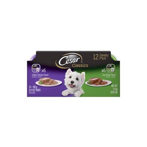 Cesar Canine Cuisine Variety Pack Top Sirloin & Grilled Chicken Flavor Dog Food, 12 CT