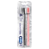 Oral-B Brilliance Whitening Toothbrush, Extra Soft Bristles, 2 Pack, Black and Coral, thumbnail image 1 of 9