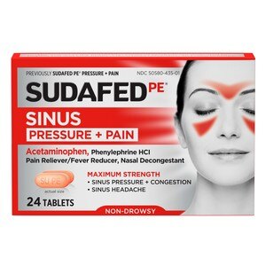 Sudafed PE Sinus Pressure + Pain Max Strength Non-Drowsy Caplets, 24 CT