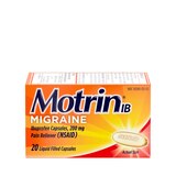 Motrin IB Migraine Relief Liquid Gel Caps, Ibuprofen 200 mg, thumbnail image 1 of 15