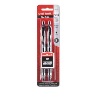 uni-ball 207 Black Gel Pens, 0.7 mm, 2 CT