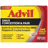 Advil Sinus Congestion & Pain Relief, 10 Coated Tablets, thumbnail image 1 of 4