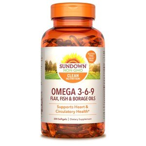 Sundown Naturals Triple Omega 3-6-9 Softgels, 200CT