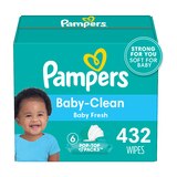 Pampers Baby Clean Wipes Baby Fresh Scented 6X Pop-Top Packs, 432 CT, thumbnail image 1 of 12