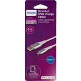 Philips USB-C to Lightning Cable, 4 ft, Basic, White, thumbnail image 1 of 3