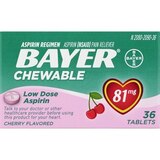 Aspirin Regimen Bayer, 81mg Chewable Tablets, Pain Reliever, 36/Pack, thumbnail image 1 of 8