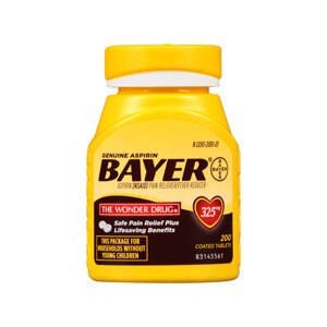 Genuine Bayer Aspirin, 325mg Coated Tablets, Pain Reliever