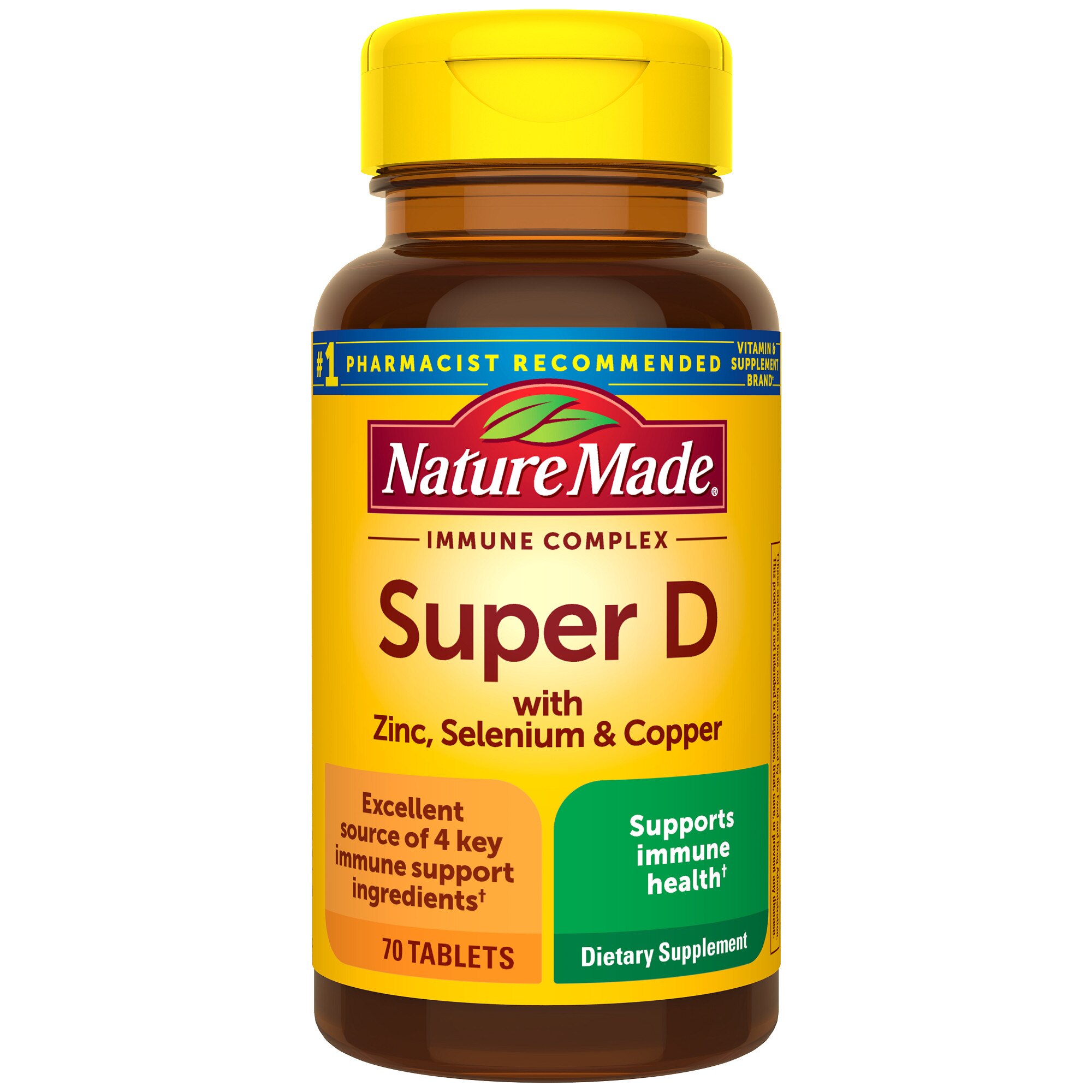 Nature Made Super Vitamin D Immune Complex, Vitamin D3 and Zinc Supplement Tablets, 70 CT