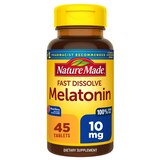 Nature Made Fast Dissolve Melatonin 10mg Tablets, Maximum Strength 100% Drug Free Sleep Aid, 45 CT, thumbnail image 1 of 9