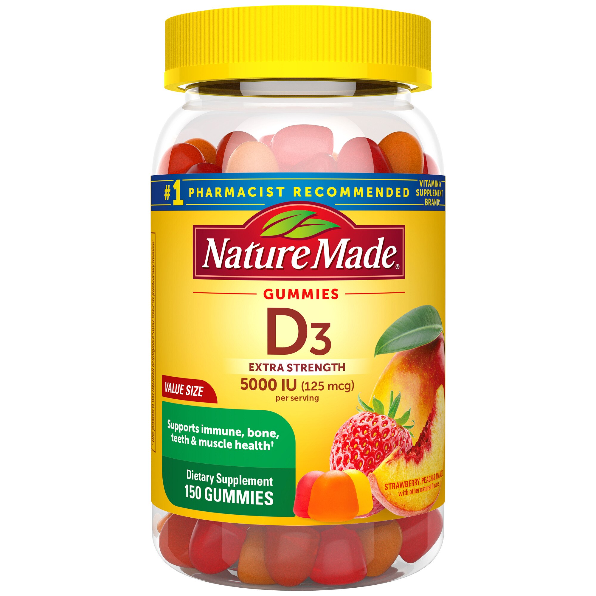 Nature Made Extra Strength Vitamin D3 5000 IU (125 mcg) per serving Gummies, 150 CT