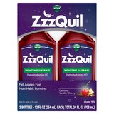 Vicks ZzzQuil Calming Vanilla Cherry Nighttime Sleep-Aid Liquid, 12.0 OZ, 2CT, thumbnail image 1 of 8