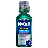 Vicks NyQuil Severe Cough Cold and Flu Nighttime Relief Liquid, 12 OZ, thumbnail image 1 of 10