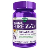 Vicks ZzzQuil PURE Zzzs Melatonin Gummies with Chamomile, Lavender, & Valerian Root, 1mg, thumbnail image 2 of 16